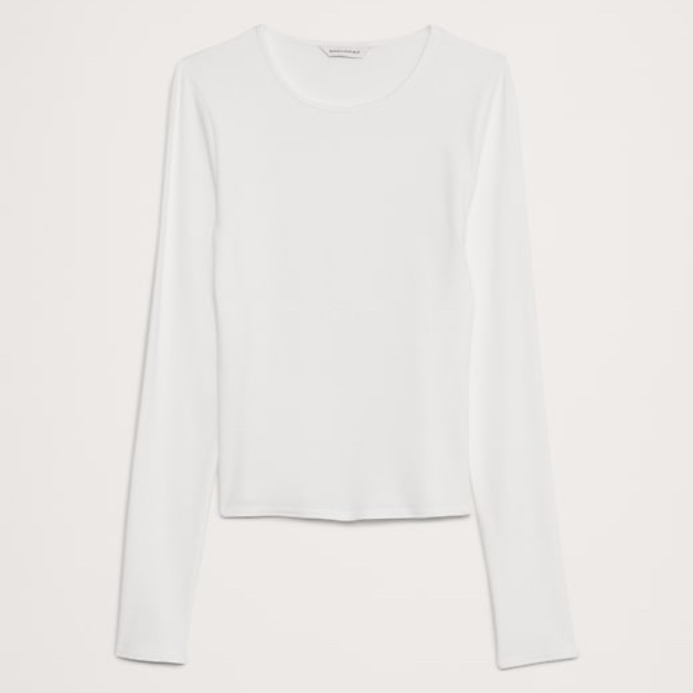 Banana Republic Ribbed Long-Sleeve Crew-Neck T-Shirt